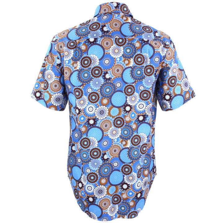 Regular Fit Short Sleeve Shirt - Blue Abstract Circles