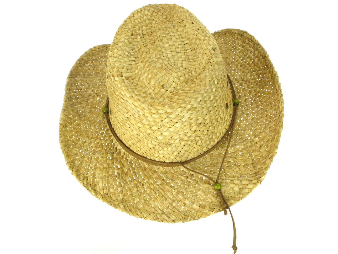 Straw Cowboy Hat with Three Horses Badge