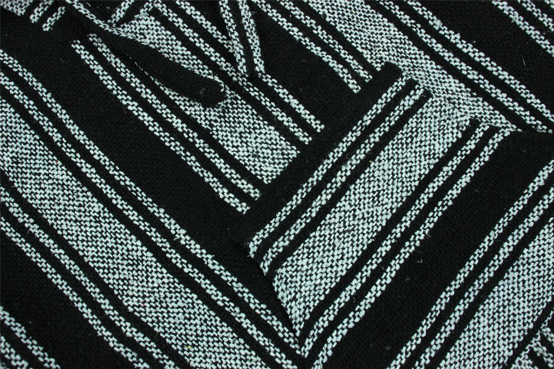 Recycled Mexican Baja Jerga Hoody - Black White
