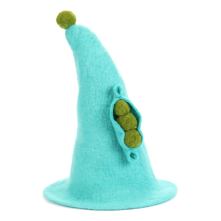 LoudElephant Handcrafted Wool Felt Hat from Nepal - Turquoise Seeds