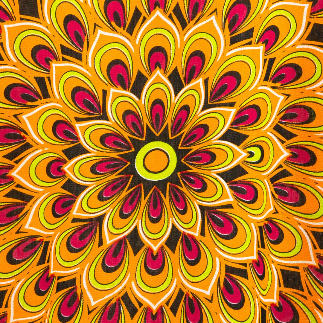 Regular Fit Short Sleeve Shirt - Peacock Mandala - Orange Red