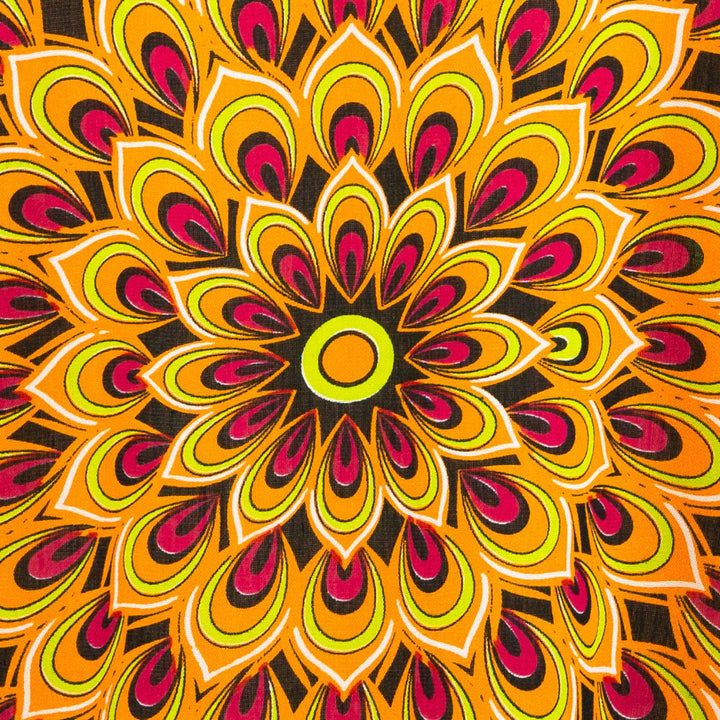 Regular Fit Short Sleeve Shirt - Peacock Mandala - Orange Red