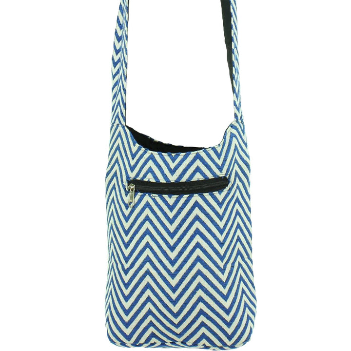 Cotton Canvas Sling Shoulder Bag - ZigZag Blue