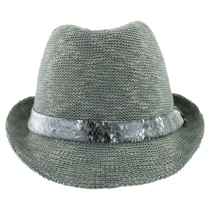 Lightweight trilby hat with faux leather snakeskin band - Dark grey (57cm)