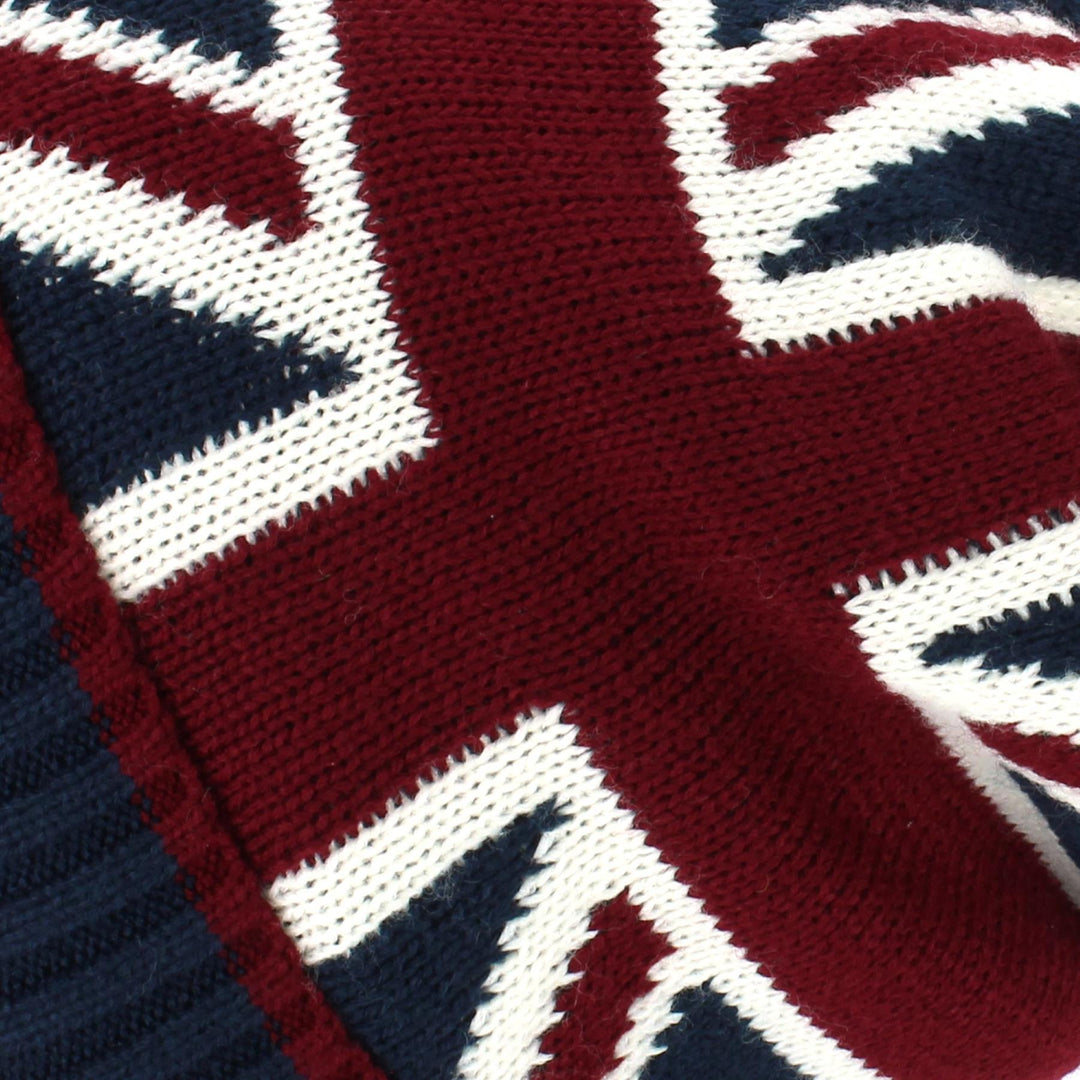 Union Jack Bobble Beanie Hat with Super Soft Fleece Lining