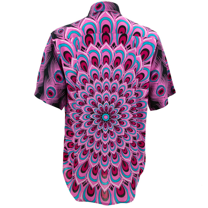 Regular Fit Short Sleeve Shirt - Peacock Mandala - Pink