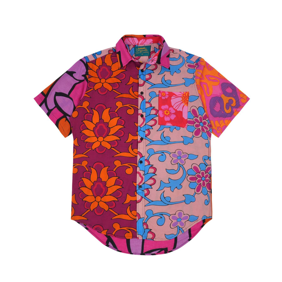 Regular Fit Short Sleeve Shirt - Random Mixed Panel Bold Floral