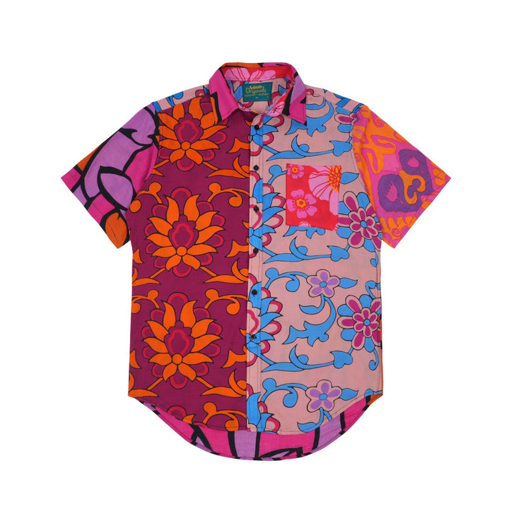 Regular Fit Short Sleeve Shirt - Random Mixed Panel Bold Floral