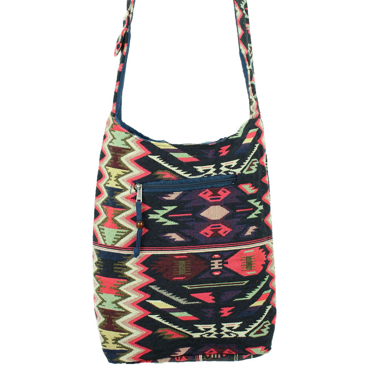 Cotton Canvas Sling Shoulder Bag - Purple Pink