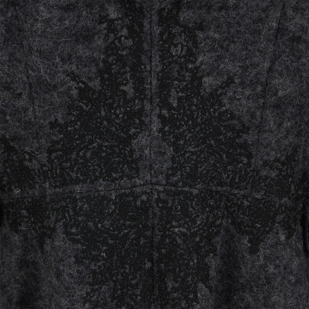 Wool Blend Woven Coat with an Oversized Collar Hood - Charcoal Grey