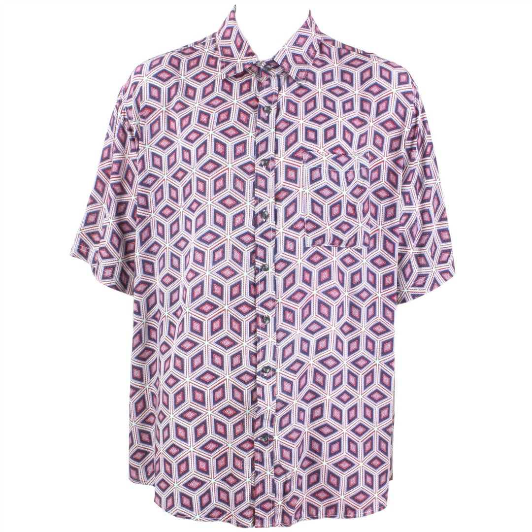 Regular Fit Short Sleeve Shirt - Purple & Pink Abstract Diamonds