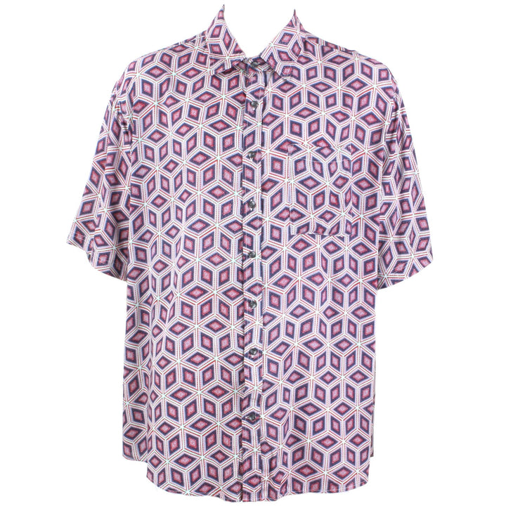 Regular Fit Short Sleeve Shirt - Purple & Pink Abstract Diamonds