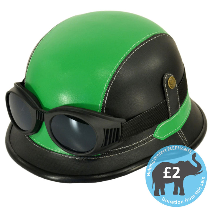 Combat Novelty Festival Helmet with Goggles - Green & Black