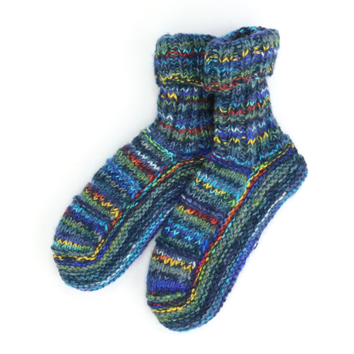 Hand Knitted Wool Ankle Socks - SD Dark Blue Mix