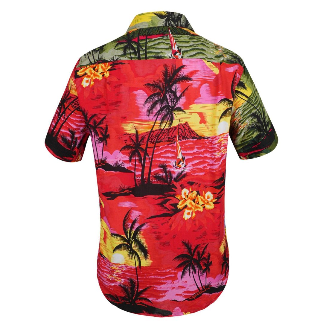 Regular Fit Short Sleeve Shirt - Random Mixed Panel Tropical Sundown