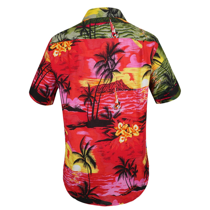 Regular Fit Short Sleeve Shirt - Random Mixed Panel Tropical Sundown