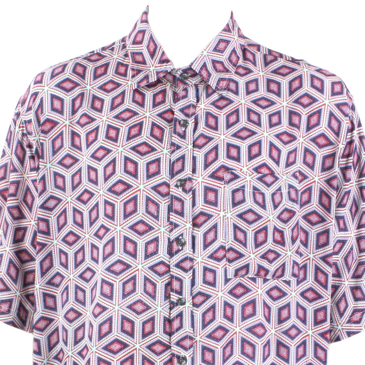 Regular Fit Short Sleeve Shirt - Purple & Pink Abstract Diamonds