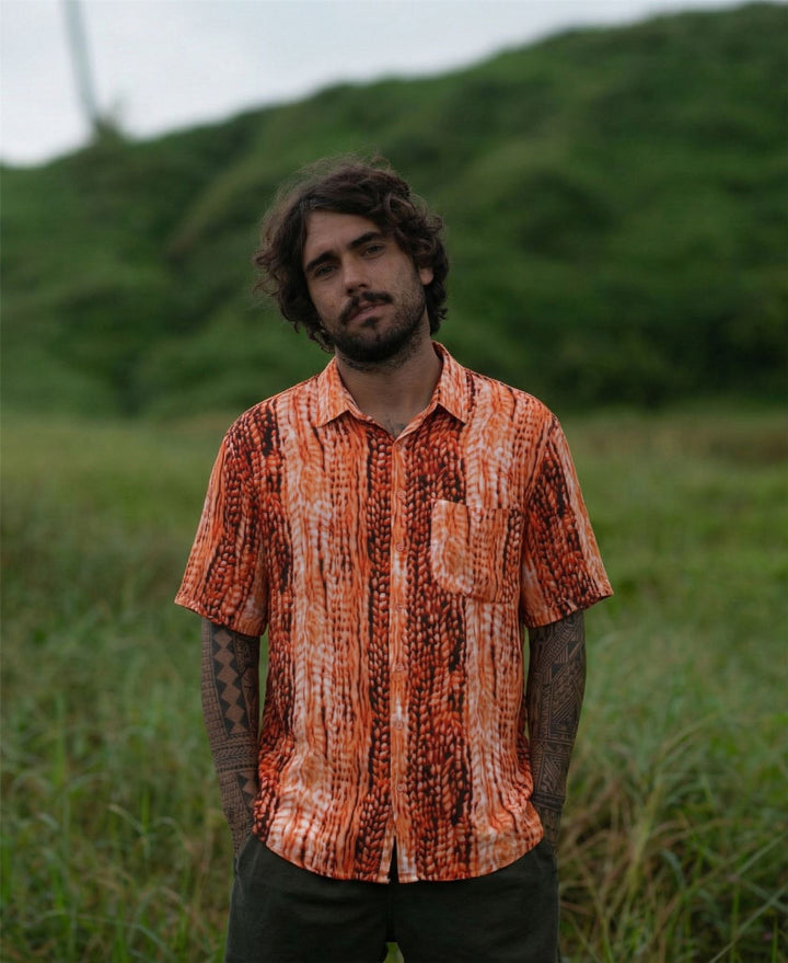 Regular Fit Short Sleeve Shirt - Orange Static