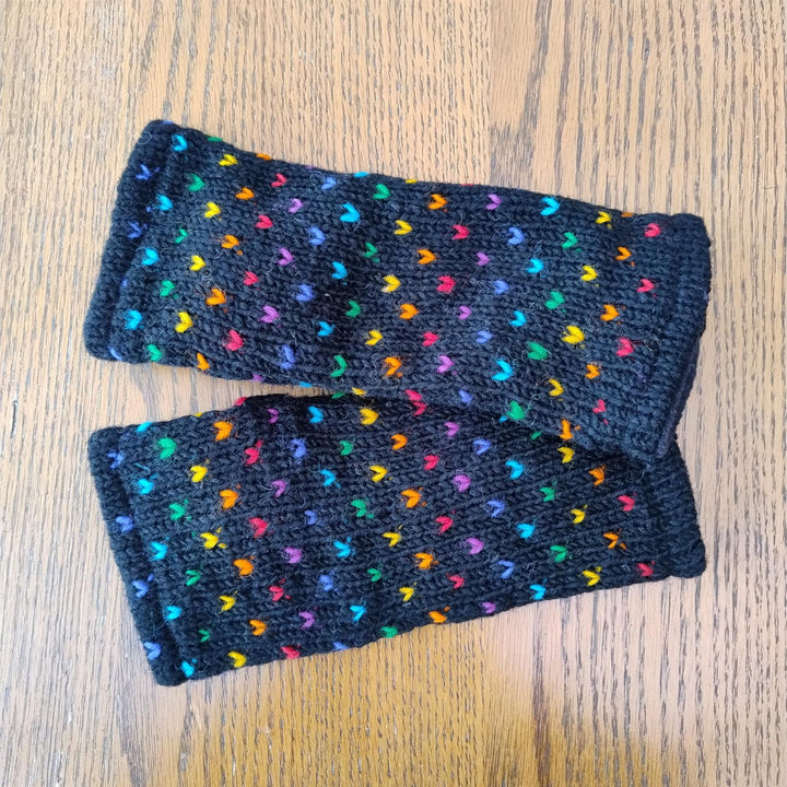 Wool Knit Fleece Lined  Wrist Warmers - Tik Tik Black