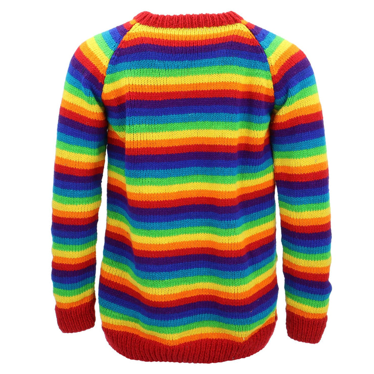 Hand Knitted Wool Jumper - Stripe Rainbow 1