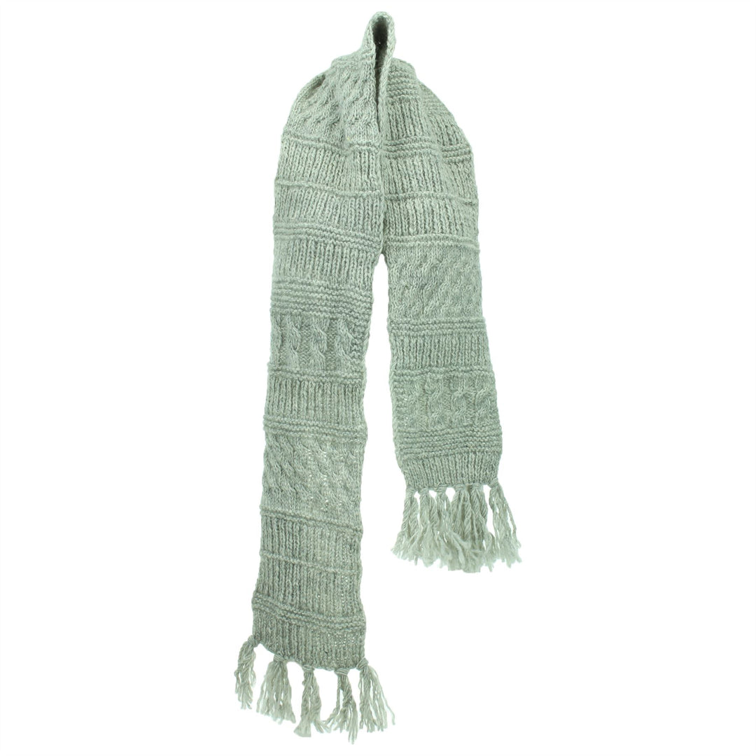 Chunky Wool Knit Scarf - Light Grey