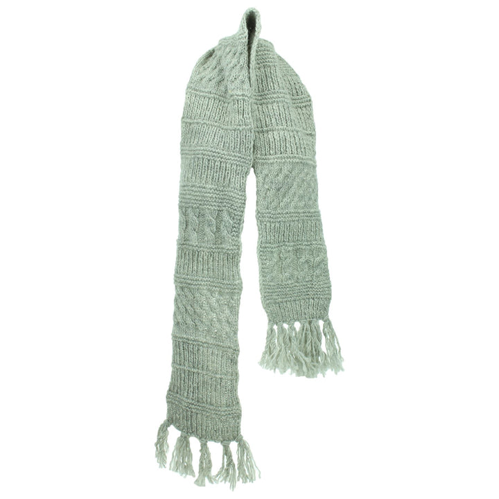 Chunky Wool Knit Scarf - Light Grey