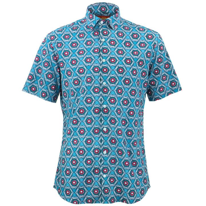 Tailored Fit Short Sleeve Shirt - Floral Wave