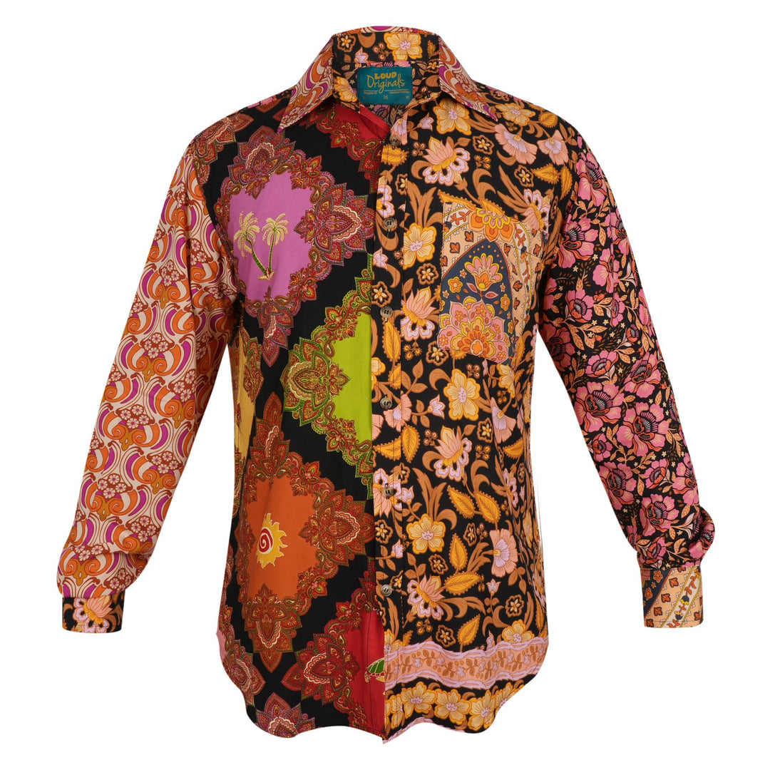 Regular Fit Long Sleeve Shirt - Random Mixed Panel Orange