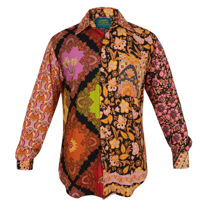 Regular Fit Long Sleeve Shirt - Random Mixed Panel Orange