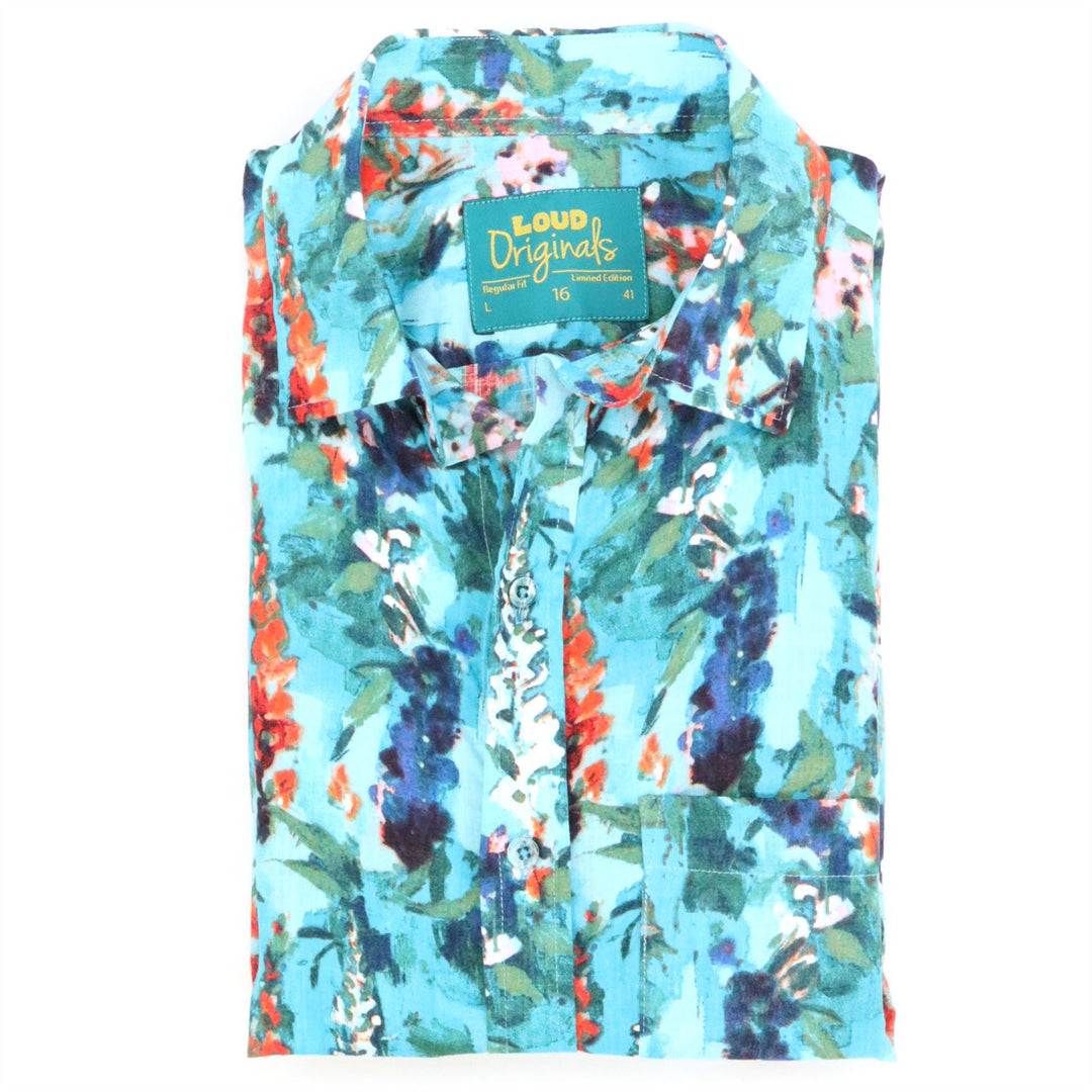 Regular Fit Short Sleeve Shirt - Watercolour Lupine