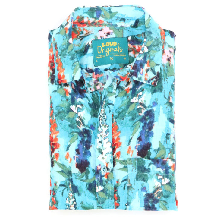 Regular Fit Short Sleeve Shirt - Watercolour Lupine