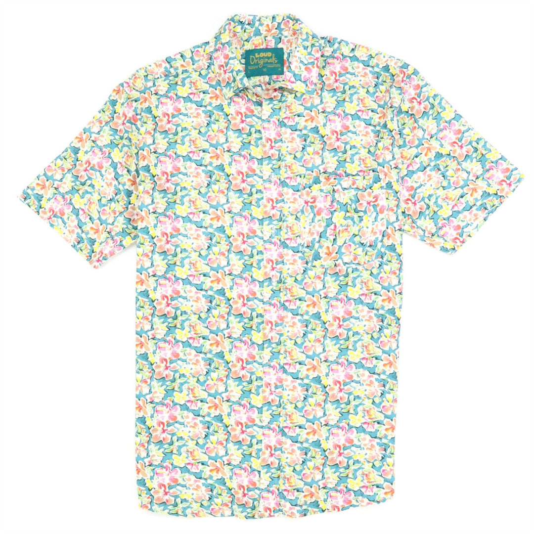 Regular Fit Short Sleeve Shirt - Ditsy Turquoise