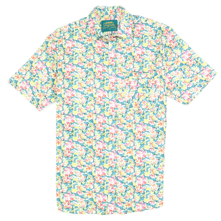 Regular Fit Short Sleeve Shirt - Ditsy Turquoise