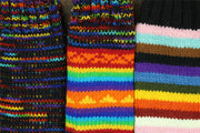 Hand Knitted Wool Leg Warmers - Stripe Progress Rainbow