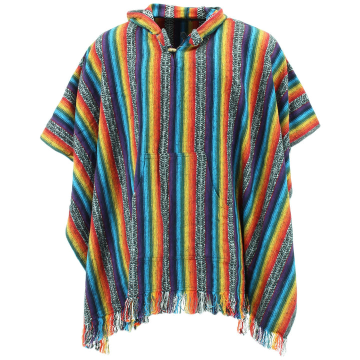 Brushed Cotton Hooded Poncho - Rainbow
