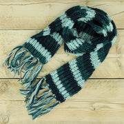 Hand Knitted Wool Scarf - SD Teal