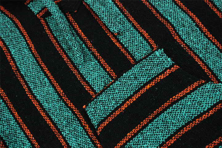 Recycled Mexican Baja Jerga Hoody - Teal Orange