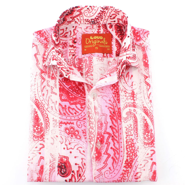 Tailored Fit Short Sleeve Shirt - Neon Paisley Fade