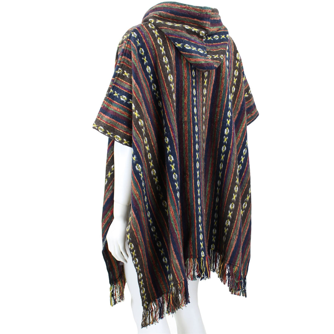 Brushed Cotton Hooded Poncho - Brown
