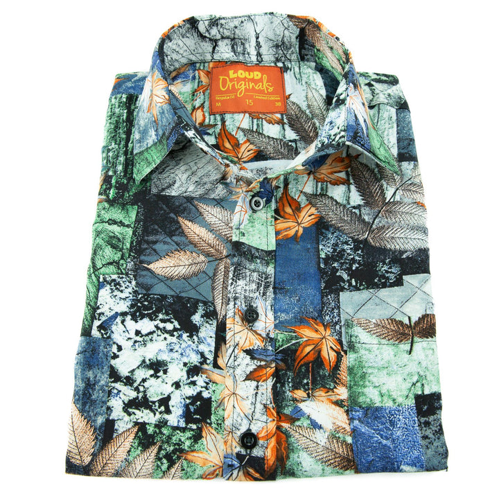 Regular Fit Long Sleeve Shirt - Autumn Patchwork - Blue