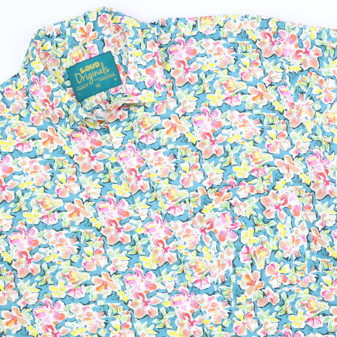 Regular Fit Short Sleeve Shirt - Ditsy Turquoise