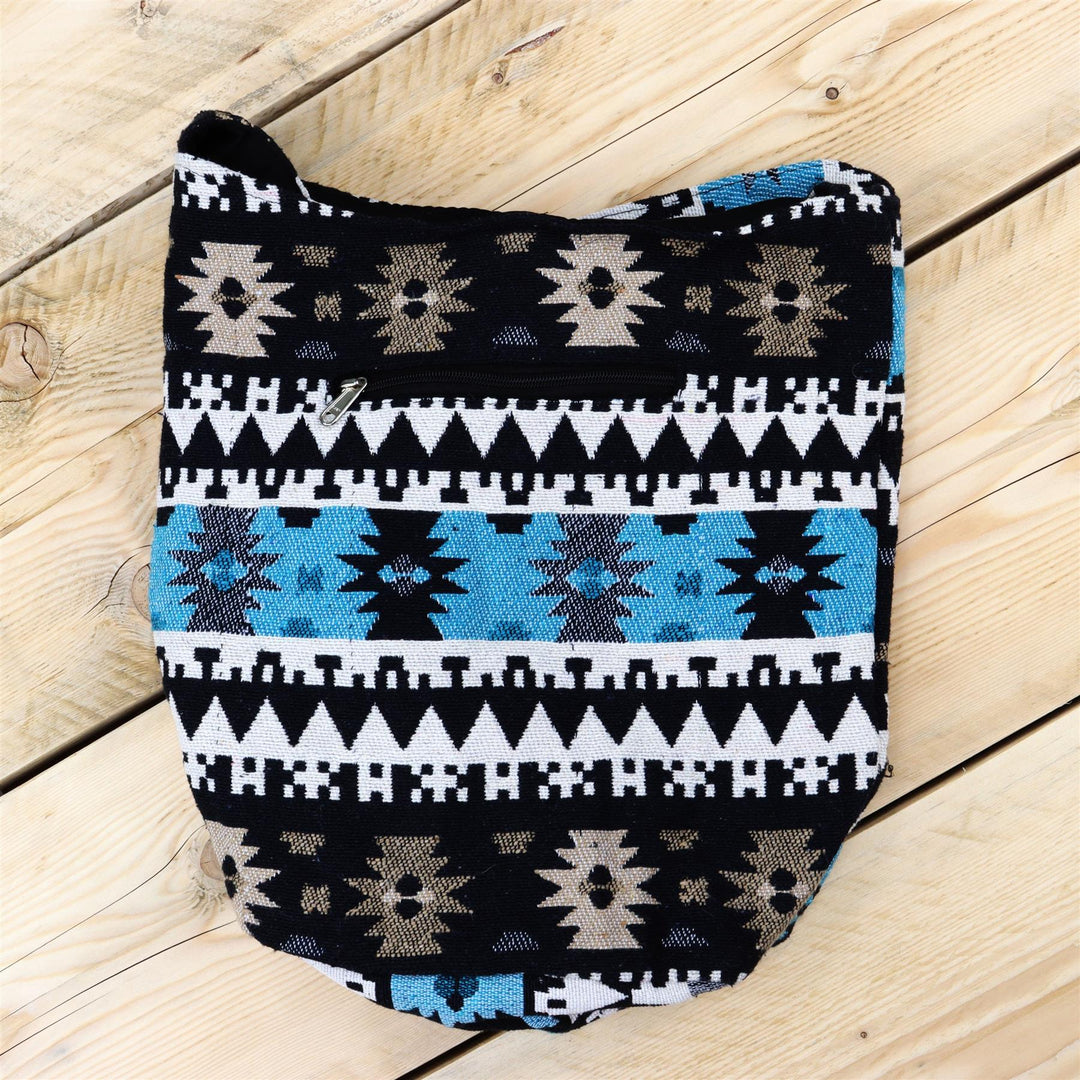 Cotton Canvas Sling Shoulder Bag - Aztec Blue