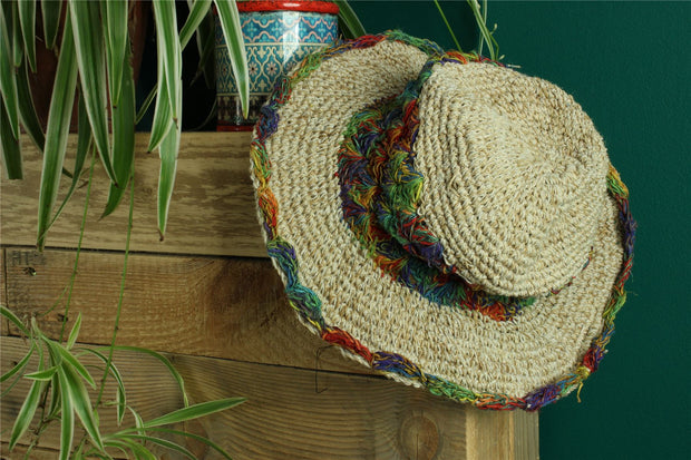 Hemp & Cotton Sun Hat - Crochet Rainbow 1