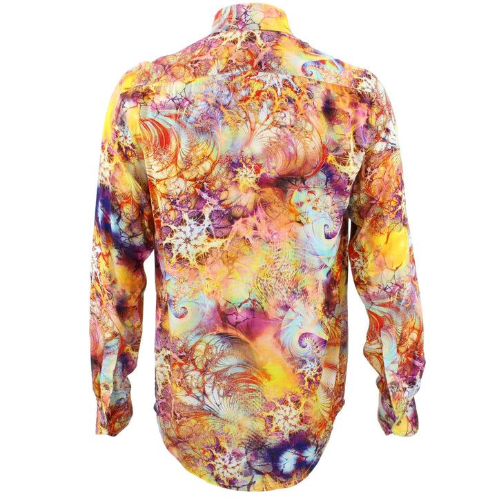Tailored Fit Long Sleeve Shirt - Yellow Pink & Red Psychedelic