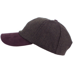 Wool Tweed Herringbone Baseball Cap - Brown