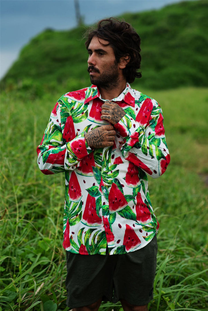 Regular Fit Long Sleeve Shirt - Watermelon Palm
