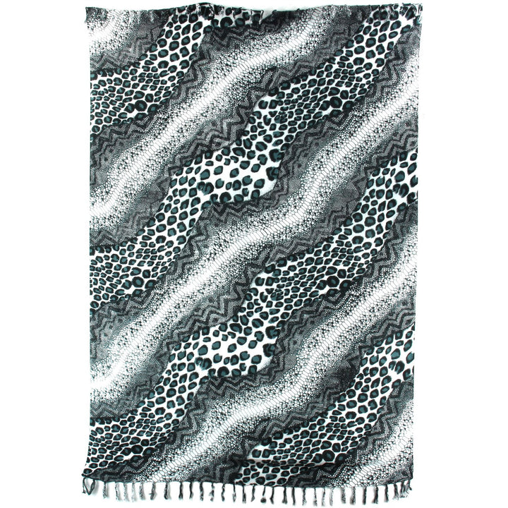 Viscose Rayon Sarong - Snake leopard - Silver