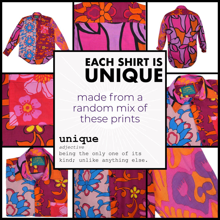 Regular Fit Long Sleeve Shirt - Random Mixed Panel Bold Floral