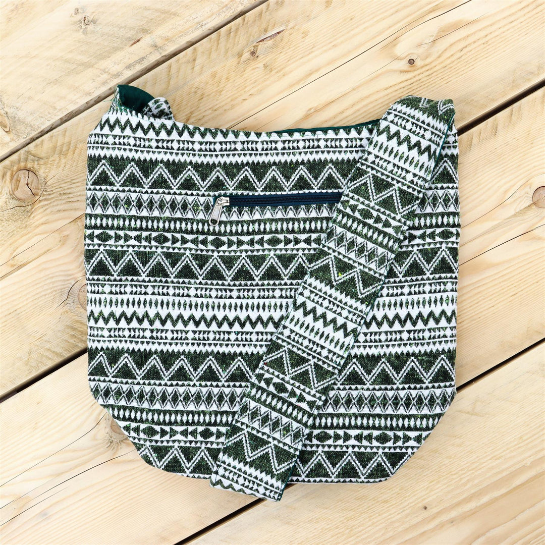 Cotton Canvas Sling Shoulder Bag - Green