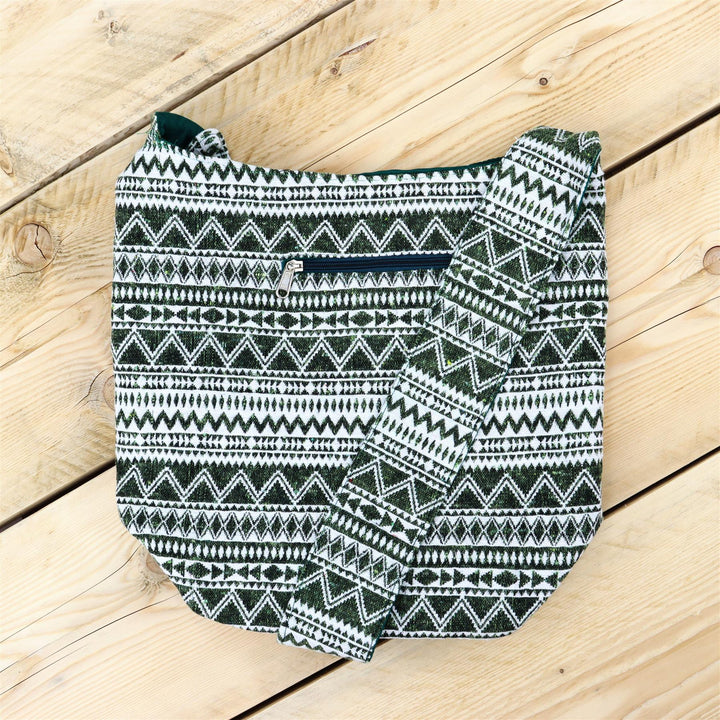 Cotton Canvas Sling Shoulder Bag - Green